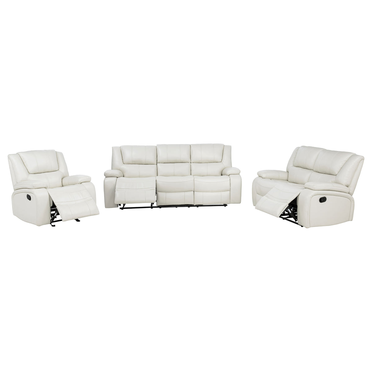 Camila 3-piece Upholstered Reclining Sofa Set - White