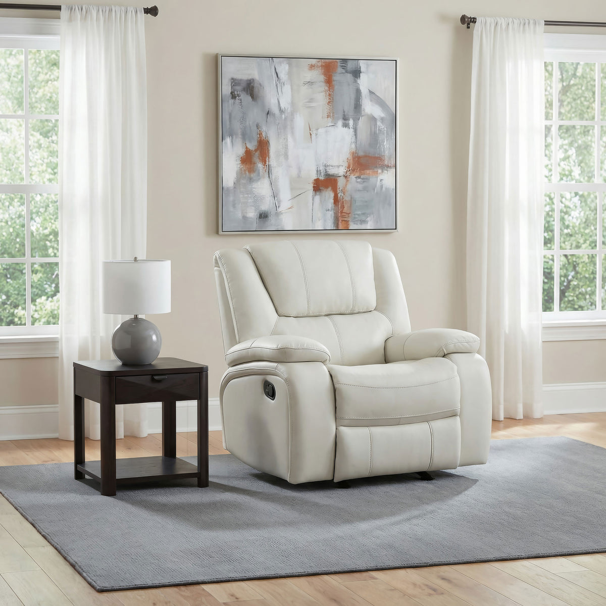 Camila Upholstered Glider Recliner Chair - White