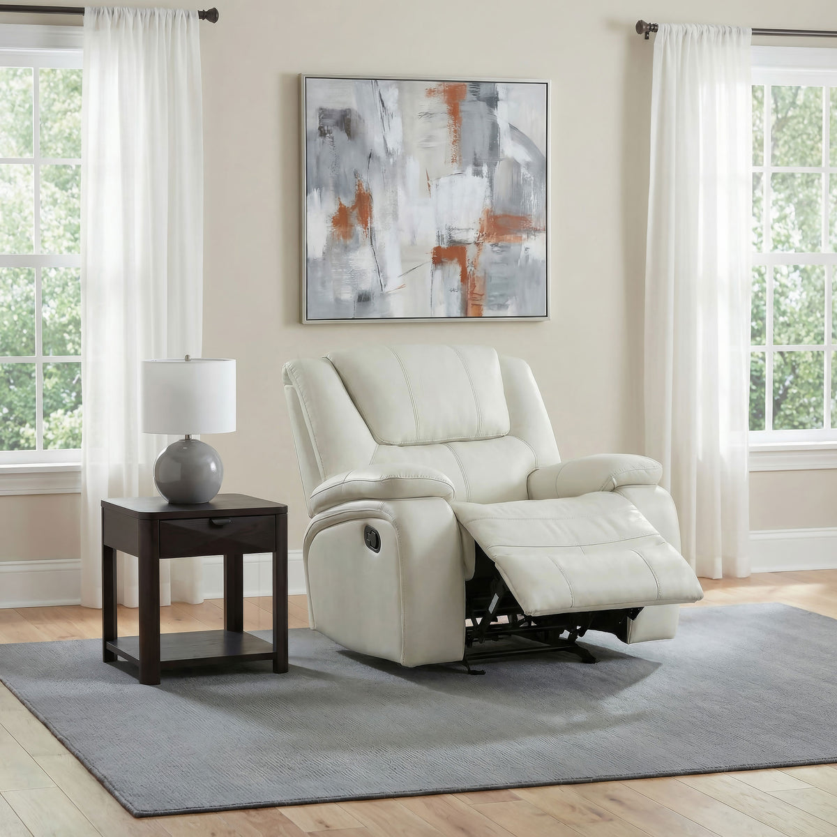 Camila Upholstered Glider Recliner Chair - White