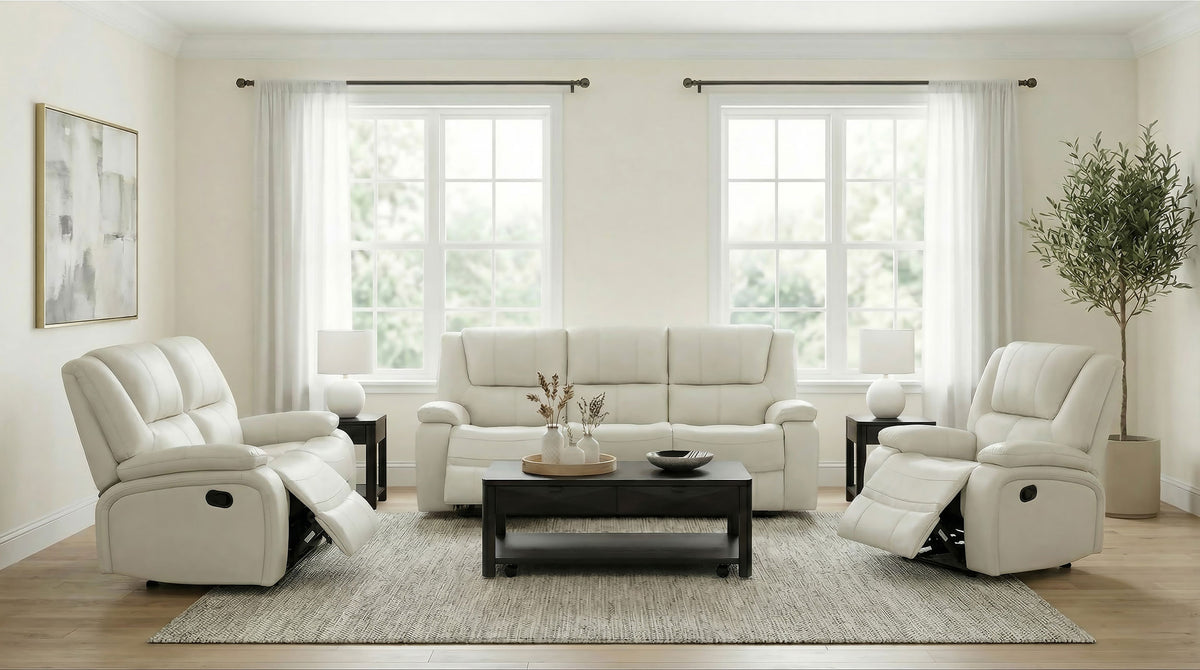 Camila Upholstered Glider Recliner Chair - White