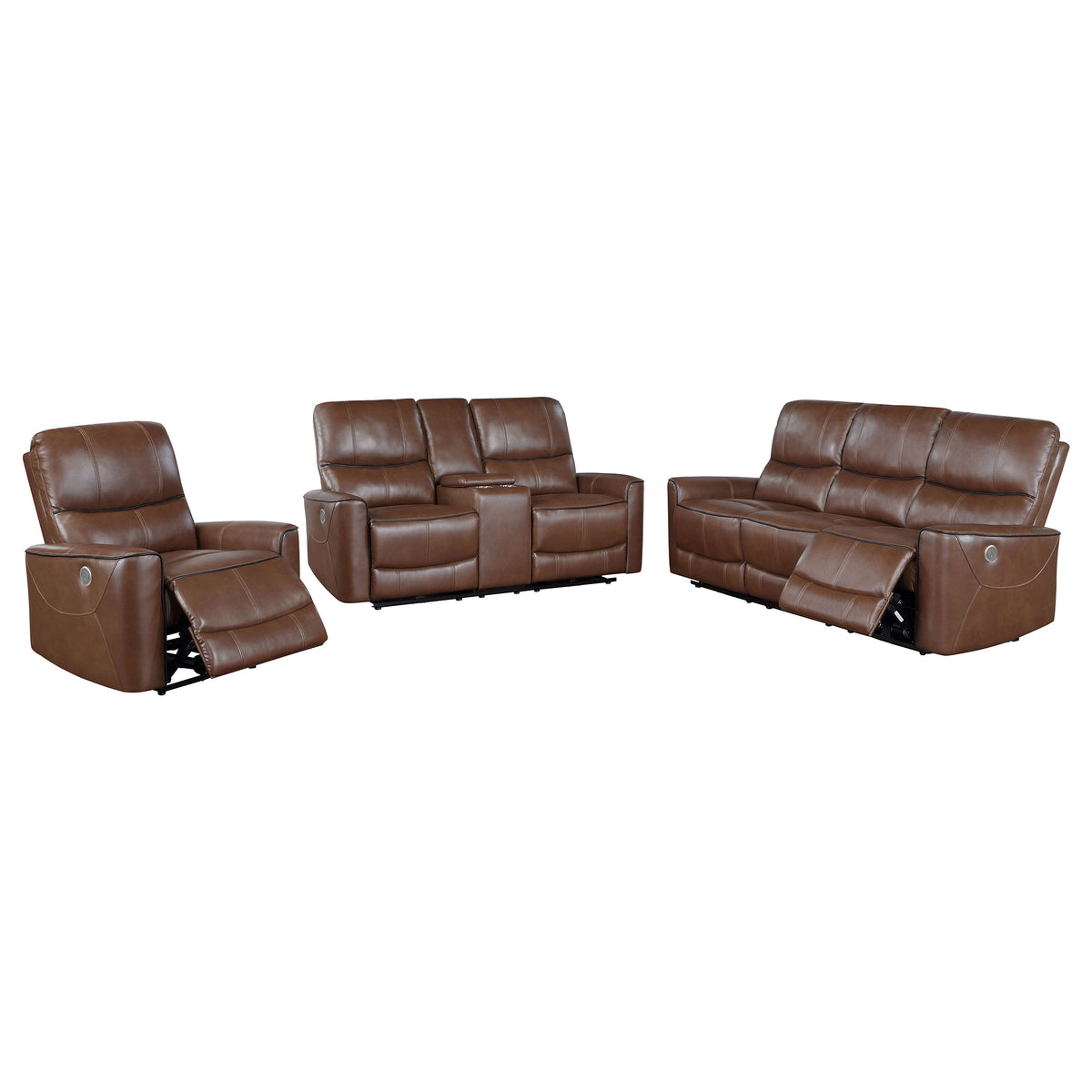 Greenfield 3-piece Power Reclining Sofa Set - Saddle Brown