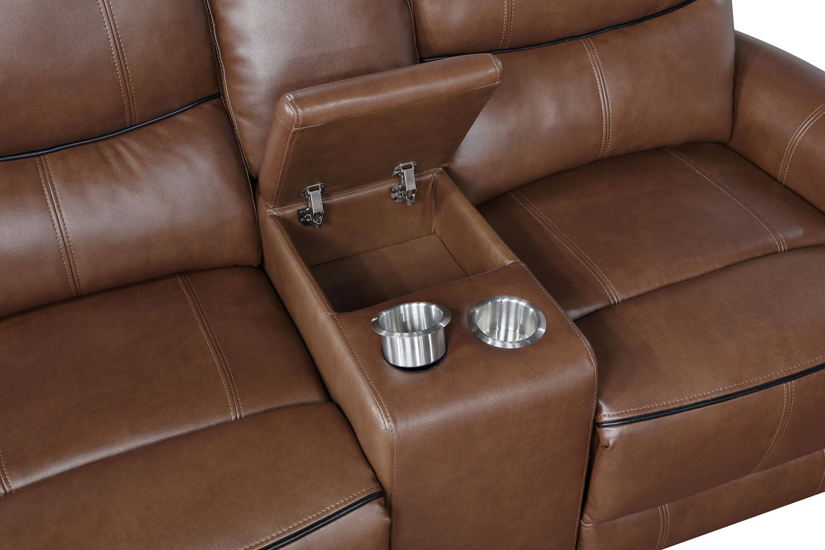 Greenfield 3-piece Power Reclining Sofa Set - Saddle Brown