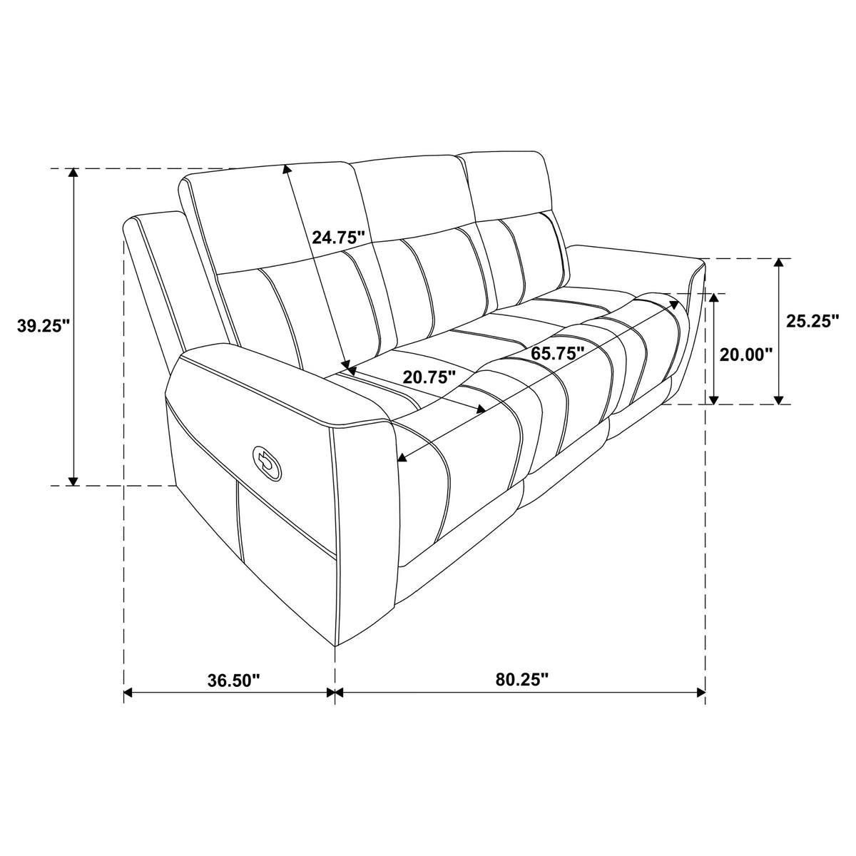 Brentwood 2-piece Upholstered Reclining Sofa Set Charcoal
