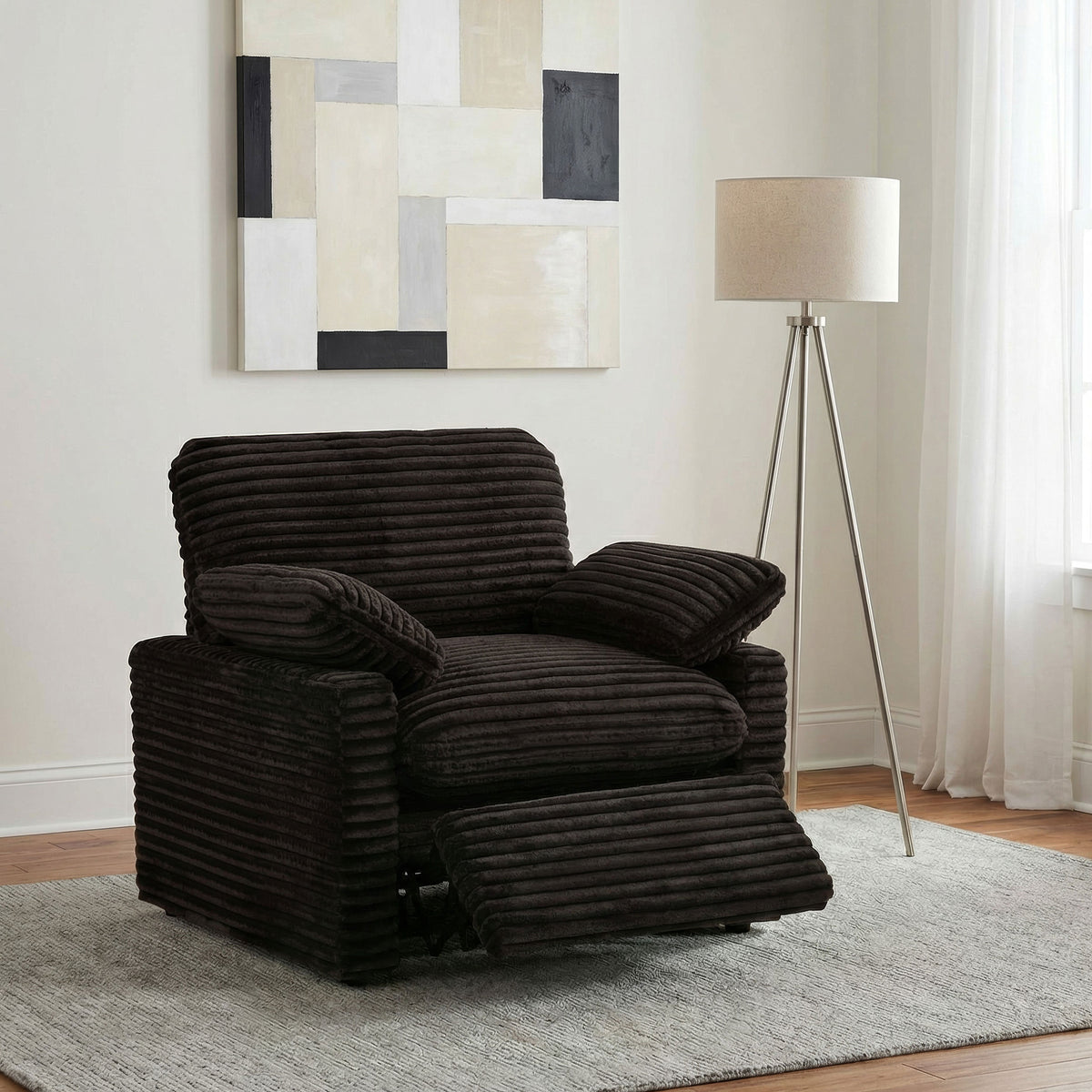 Collins Upholstered Power Recliner Chair - Chocolate Brown