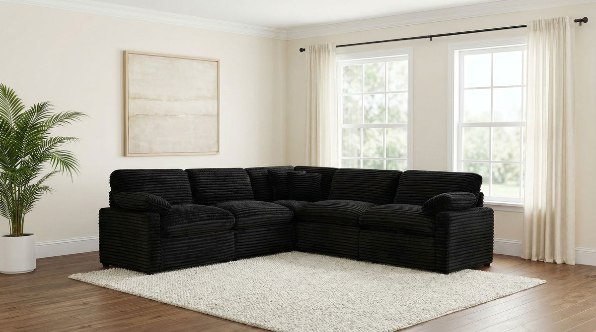 Collins Modular Power Recliner - Black, Left Arm Facing