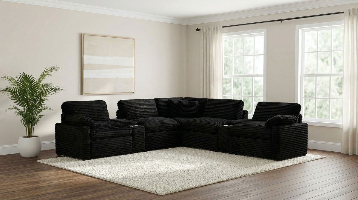 Collins Modular Power Recliner - Black, Left Arm Facing