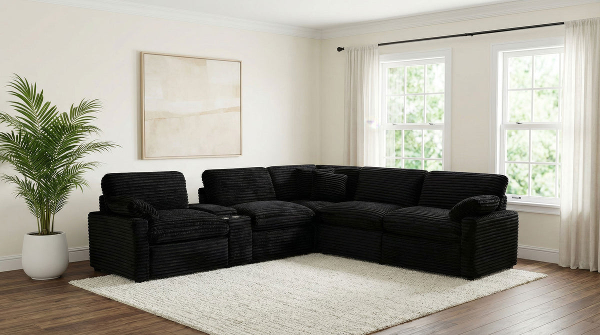 Collins Modular Power Recliner - Black, Right Arm Facing