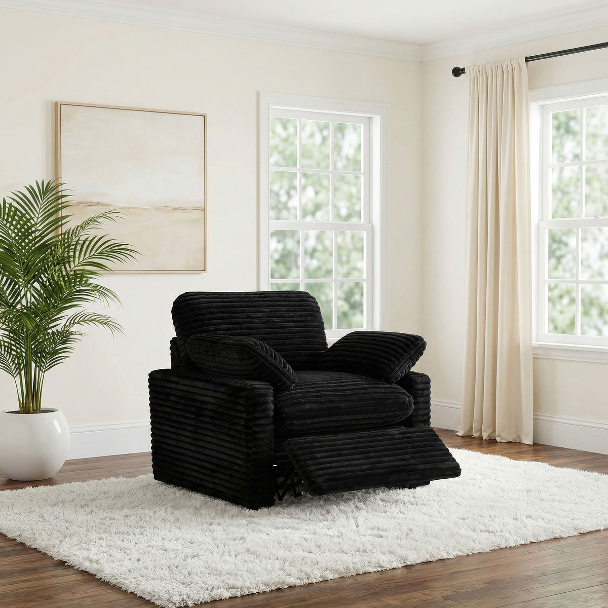 Collins Upholstered Power Recliner Chair - Black