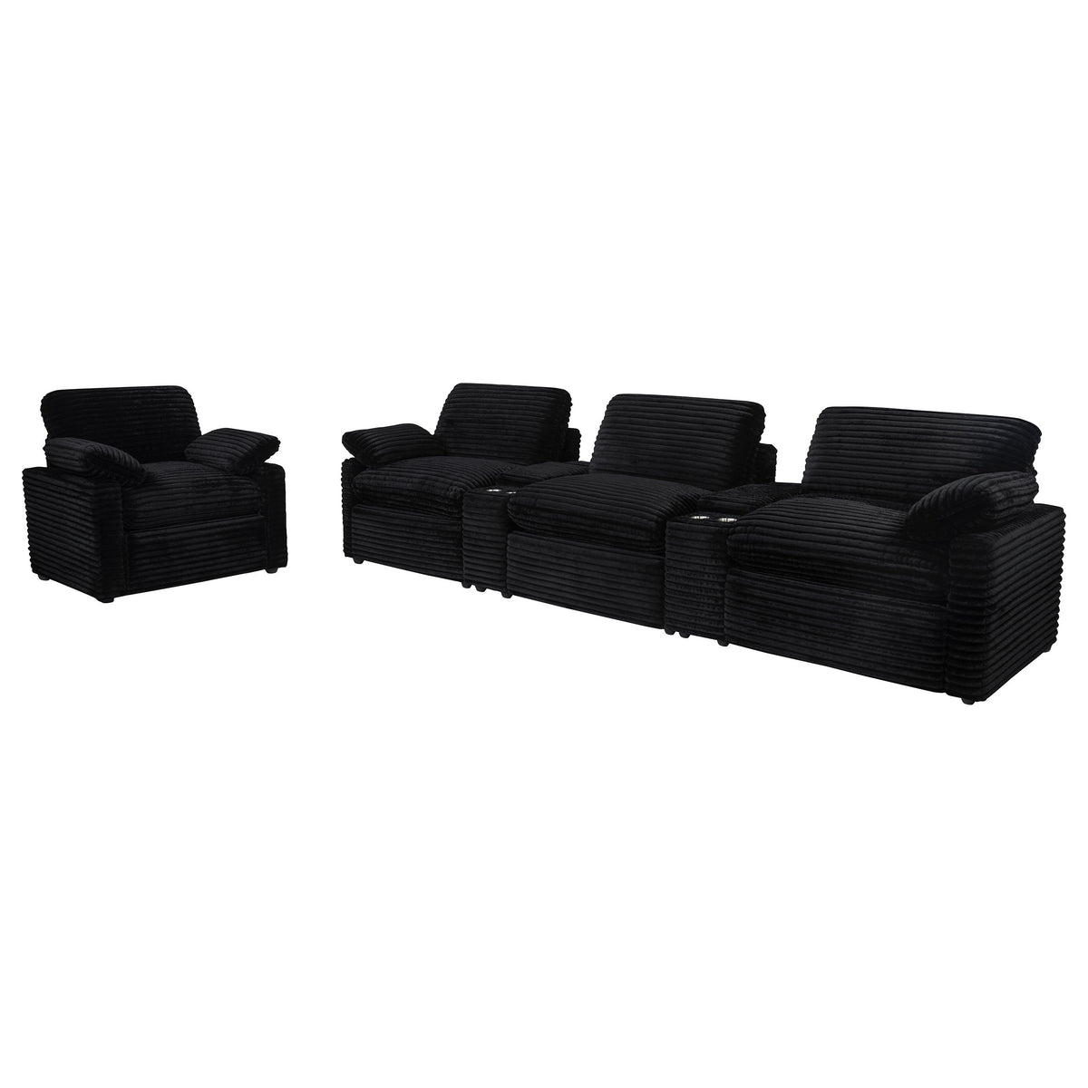 Collins Upholstered Power Recliner Chair - Black