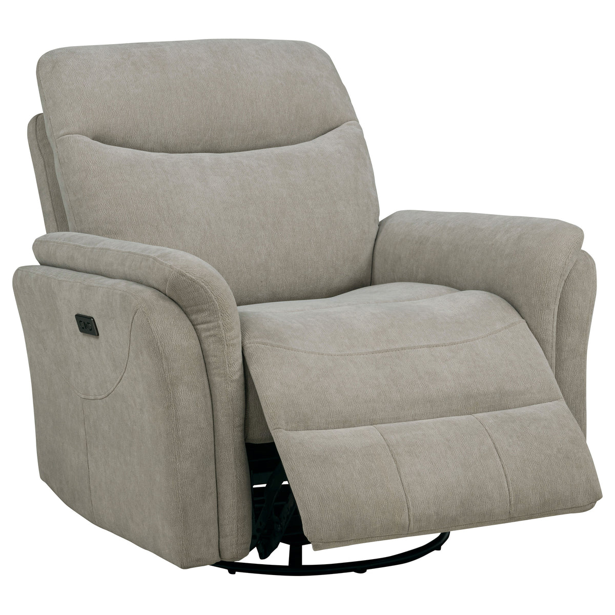 Adler Upholstered Power Swivel Glider Recliner - Greige
