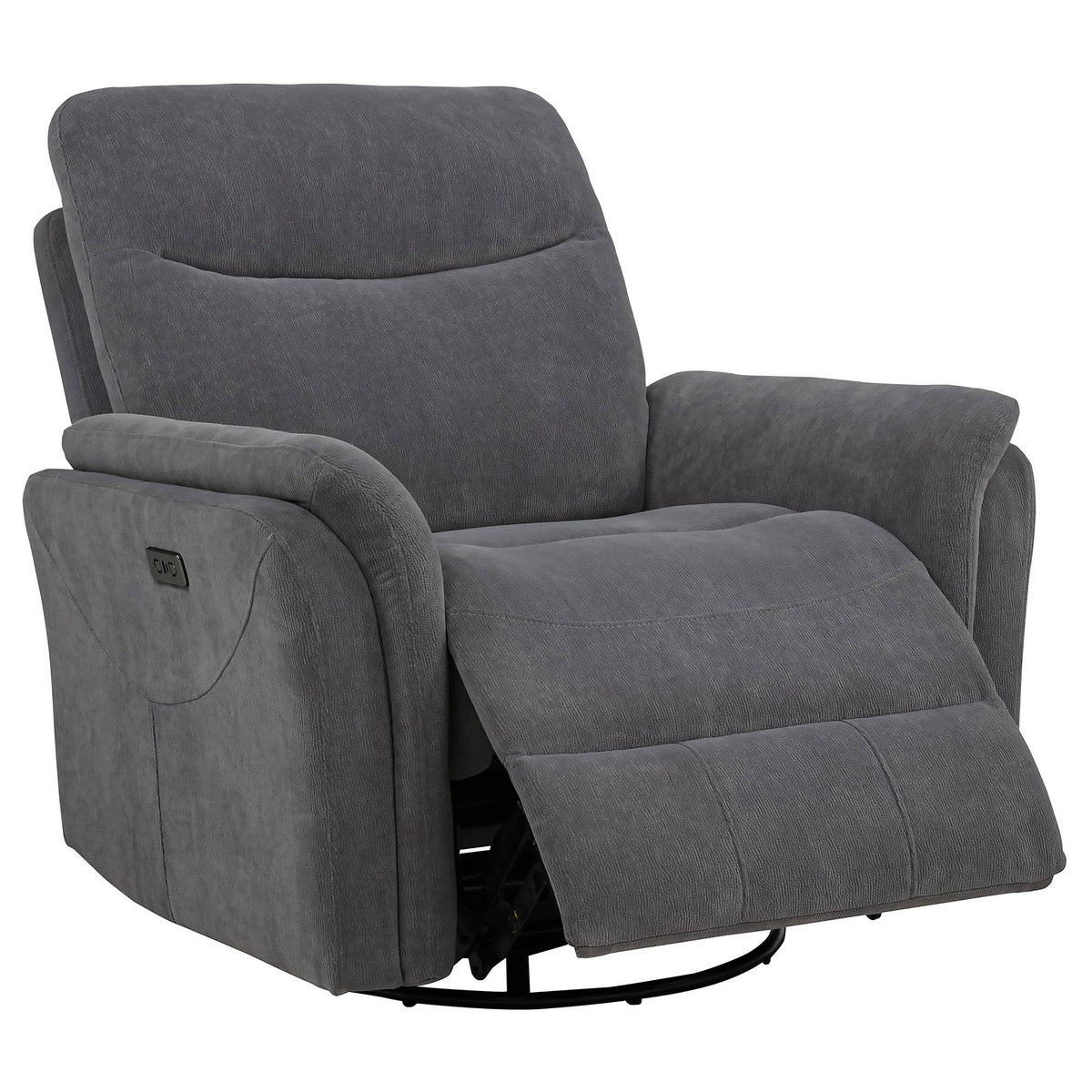 Adler Upholstered Power Swivel Glider Recliner - Charcoal Grey