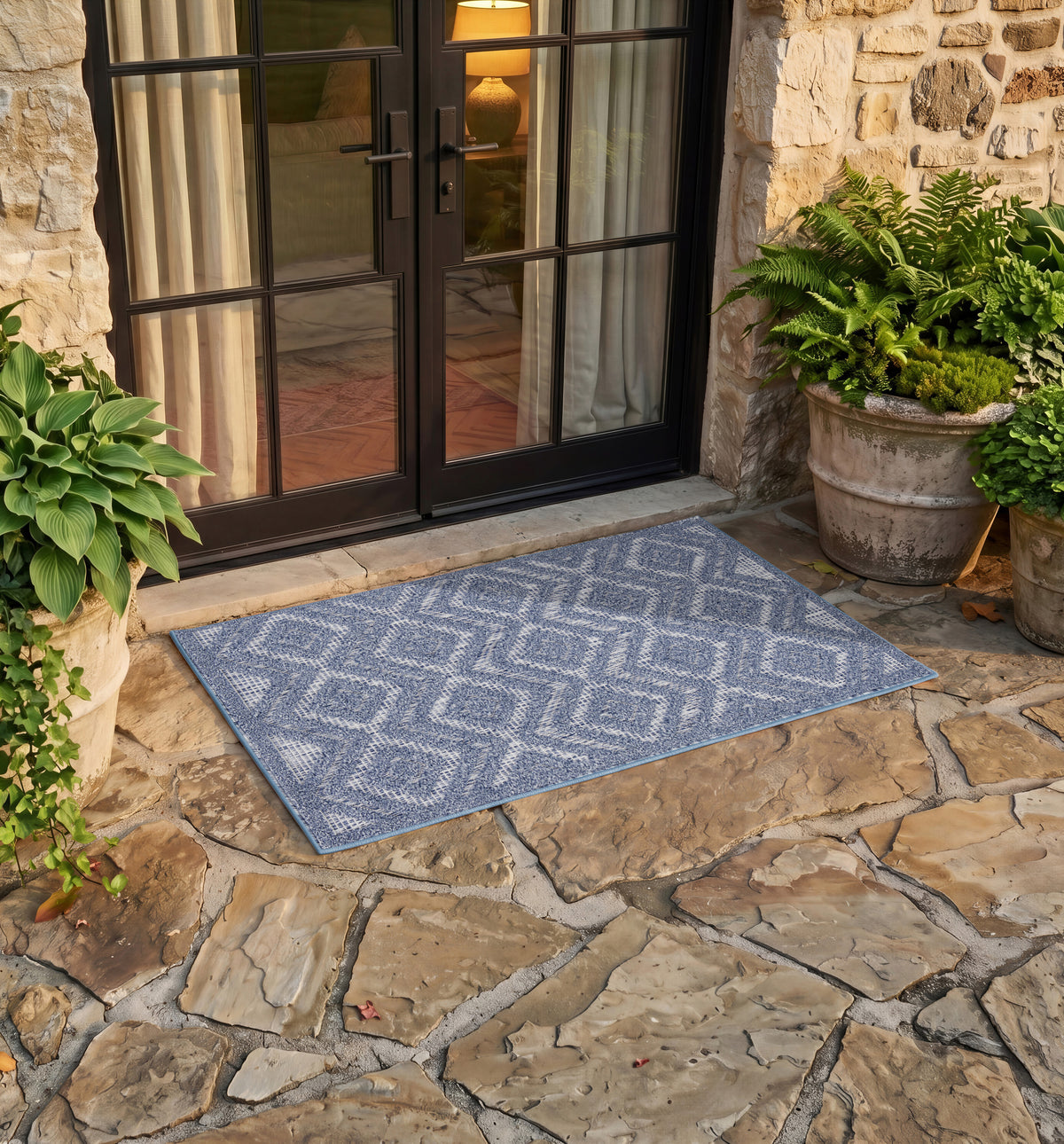 Versatile NRV01 Denim Blue Rug - room scene