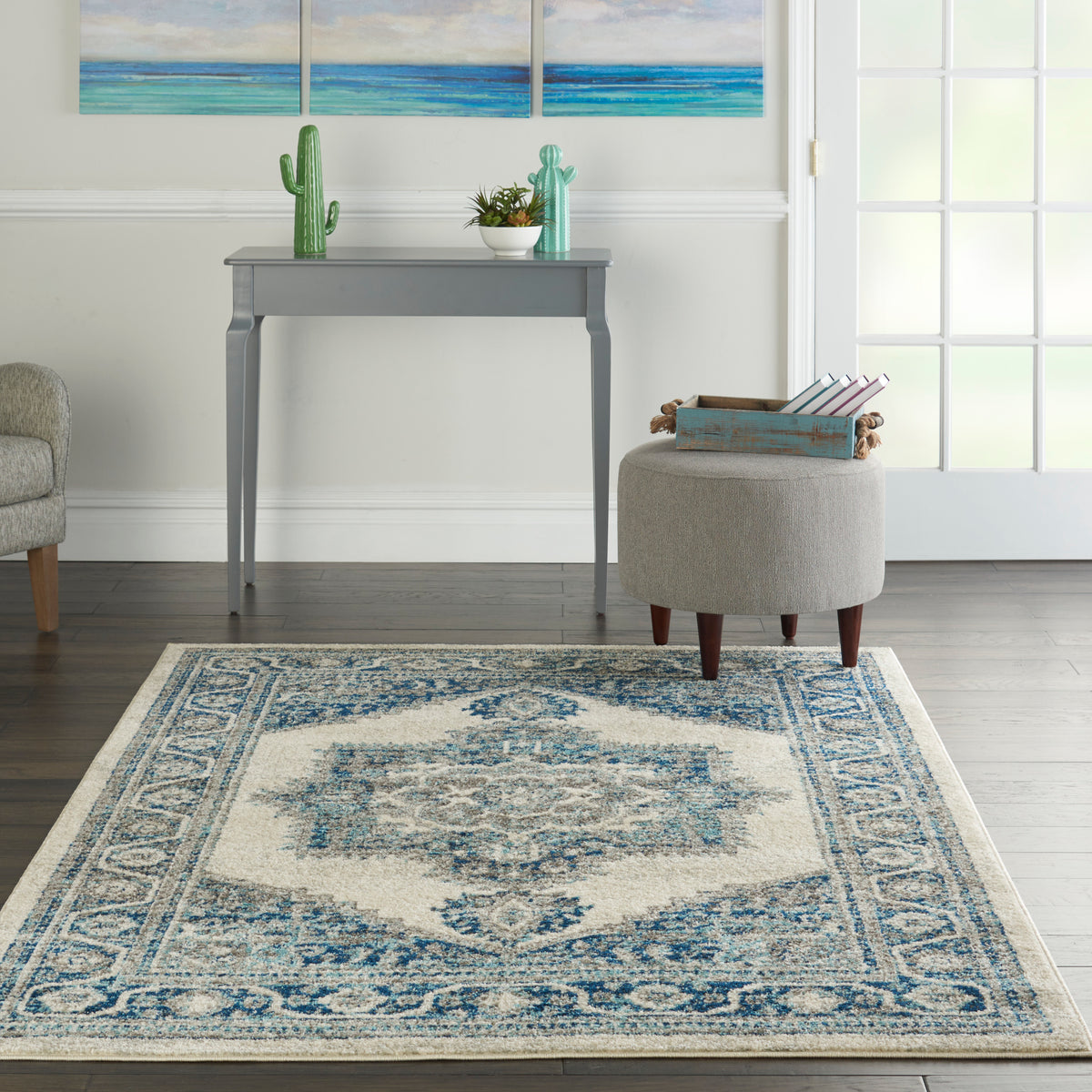 Persian Vintage PRV01 Ivory Blue Rug - room scene