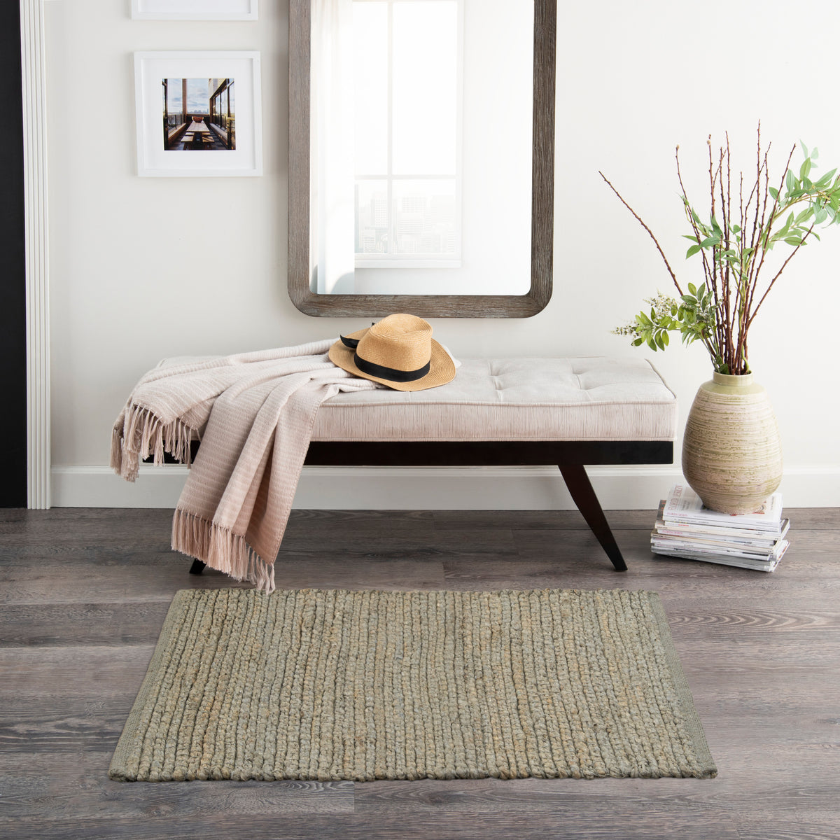 Natural Jute NJT01 Sage Rug - room scene