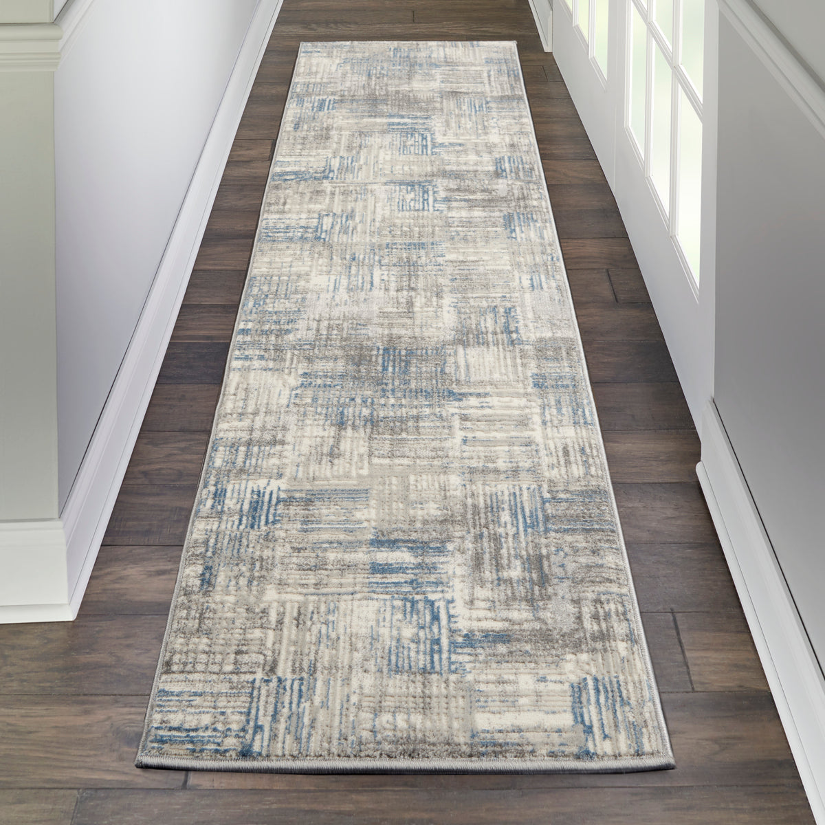 Solace SLA03 Ivory Grey Blue Rug - room scene