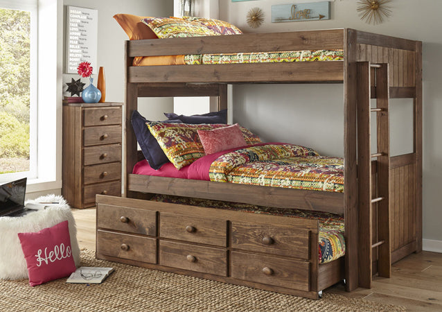 Chestnut Full/Full Complete Bunkbed with Trundle
