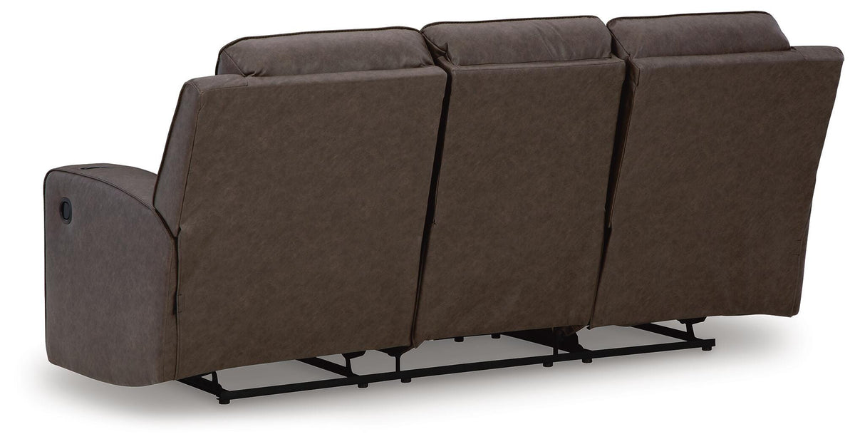 Lavenhorne REC Sofa w/Drop Down Table Faux Leather