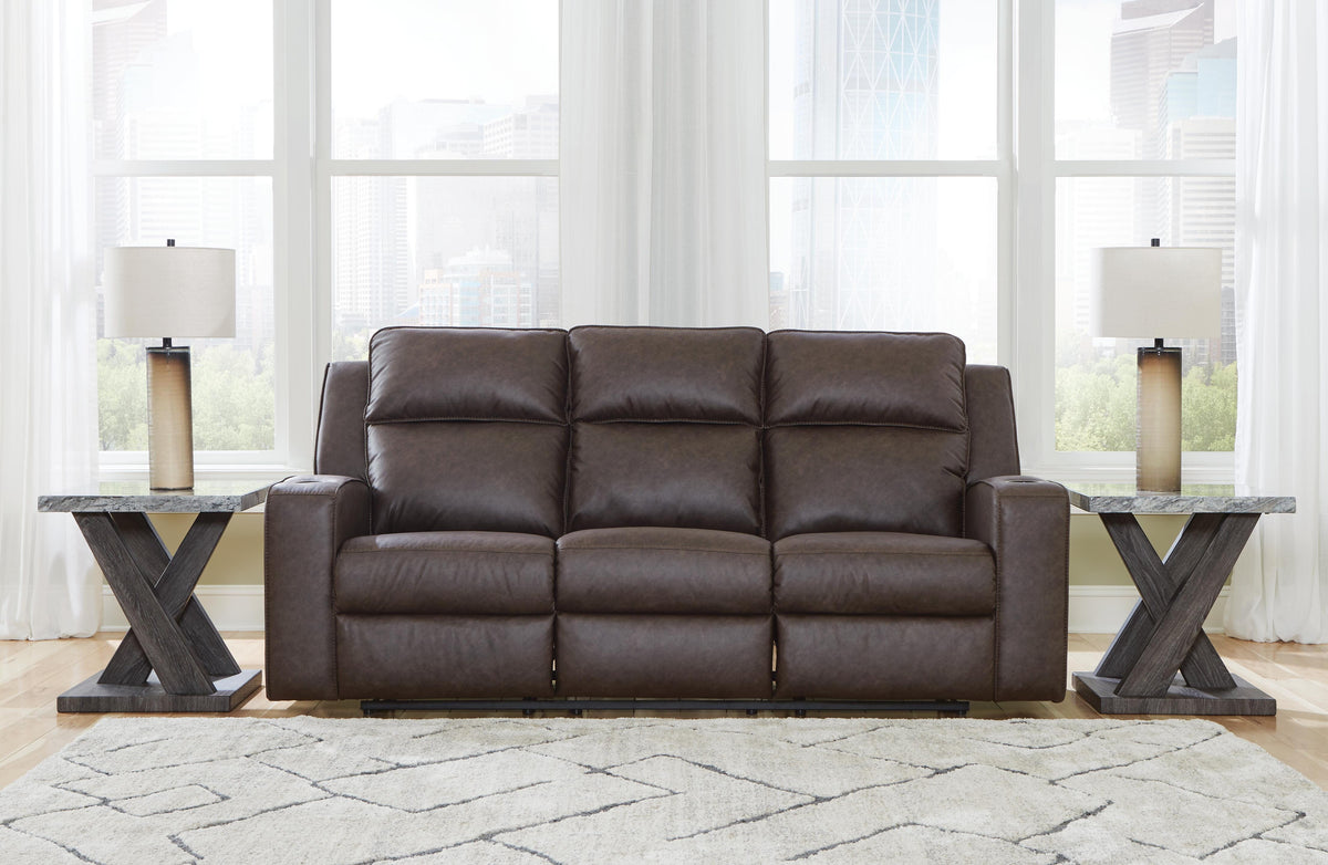 Lavenhorne REC Sofa w/Drop Down Table Faux Leather