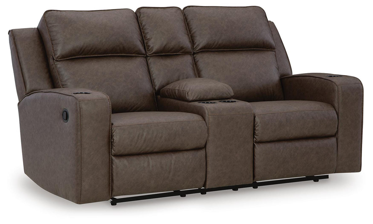 Lavenhorne DBL Rec Loveseat w/Console Faux Leather