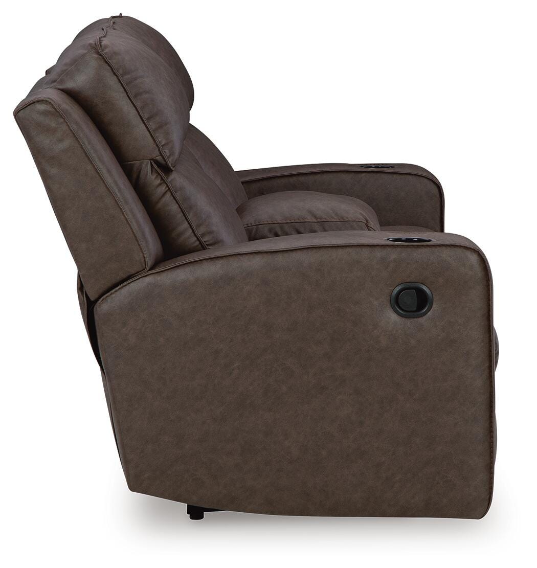 Lavenhorne DBL Rec Loveseat w/Console Faux Leather