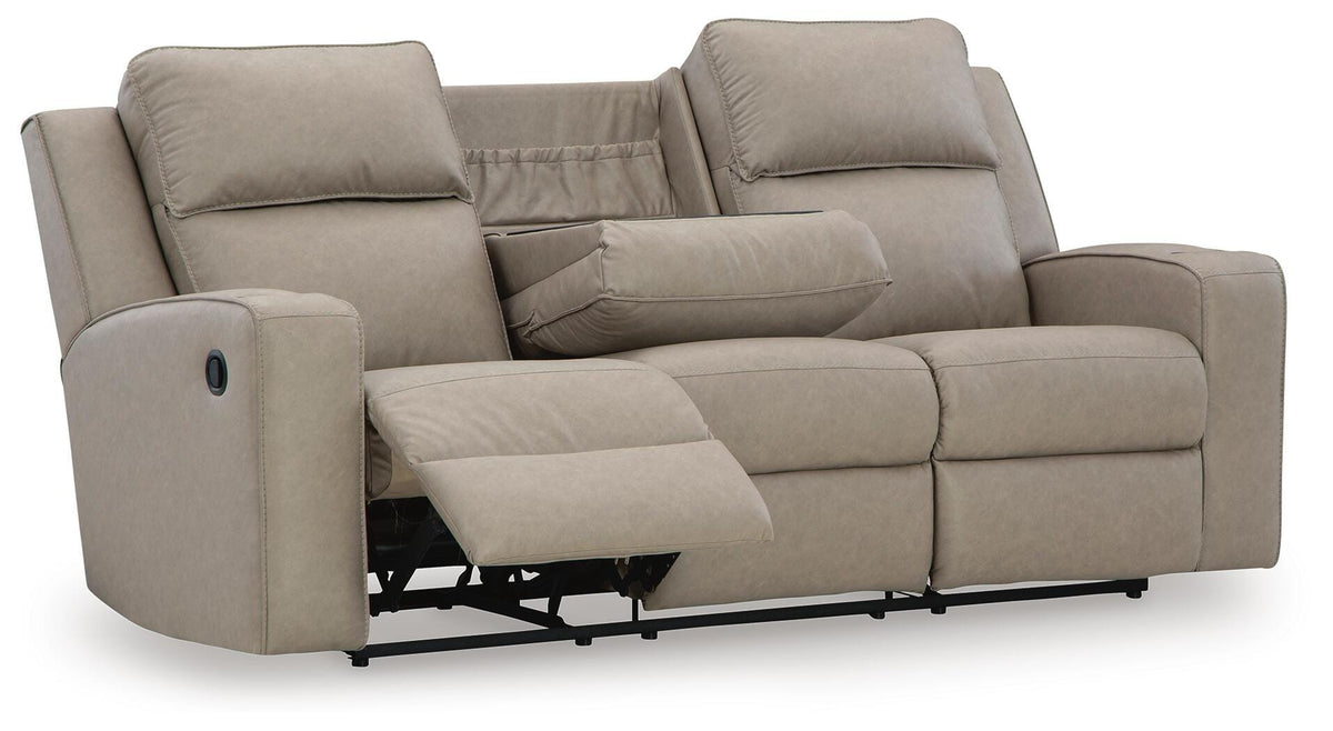 Lavenhorne REC Sofa w/Drop Down Table Faux Leather