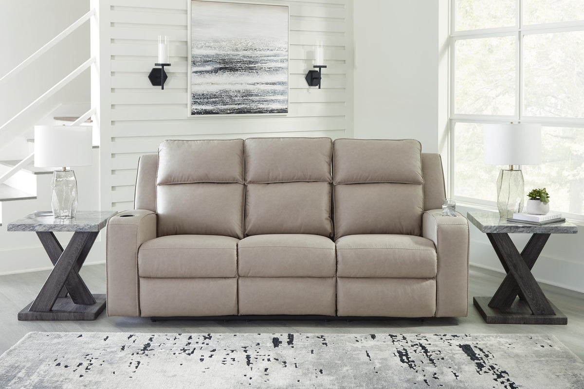 Lavenhorne REC Sofa w/Drop Down Table Faux Leather