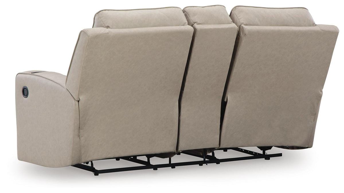 Lavenhorne DBL Rec Loveseat w/Console Faux Leather - Pebble