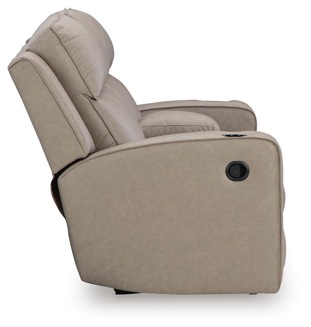 Lavenhorne DBL Rec Loveseat w/Console Faux Leather - Pebble