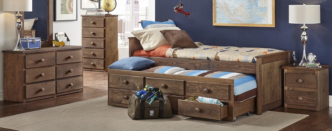 Chestnut Twin Captains Bed with Trundle