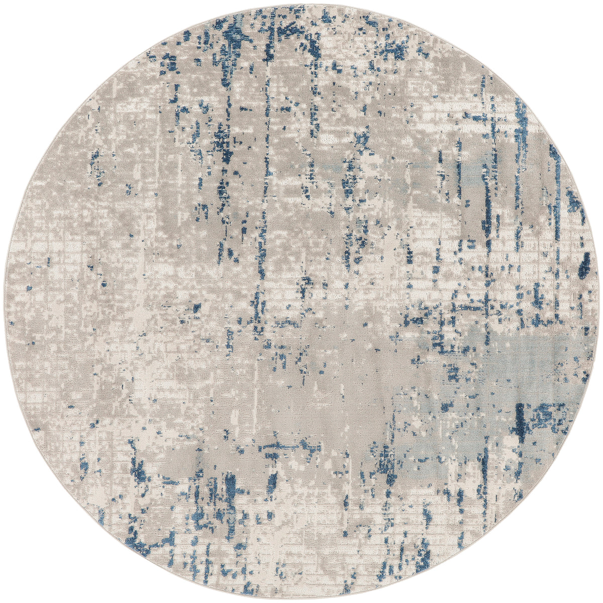 Quarry QUA01 Ivory Grey Blue Rug - Round