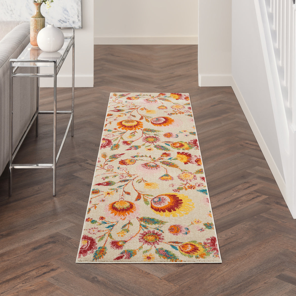 Allur ALR08 Ivory Multicolor Rug - room scene