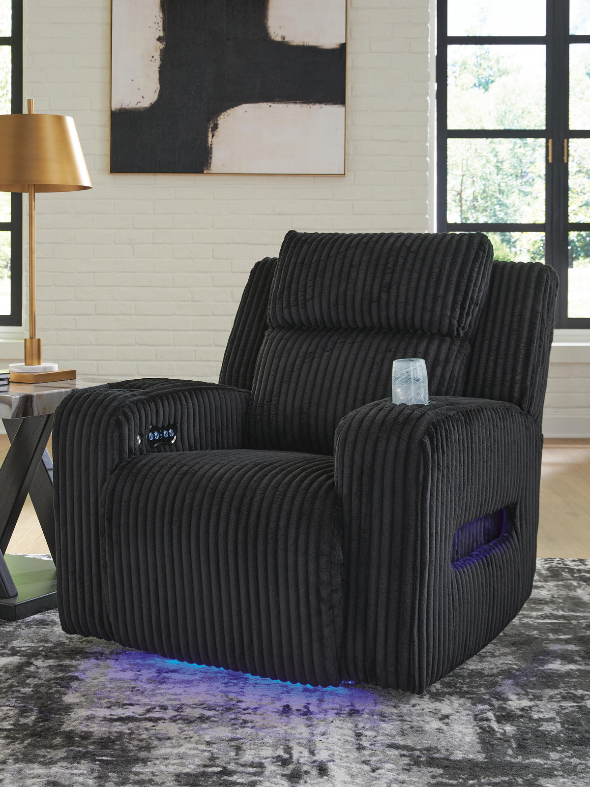 Belvarrow PWR Recliner/ADJ Headrest Velvet Chenille