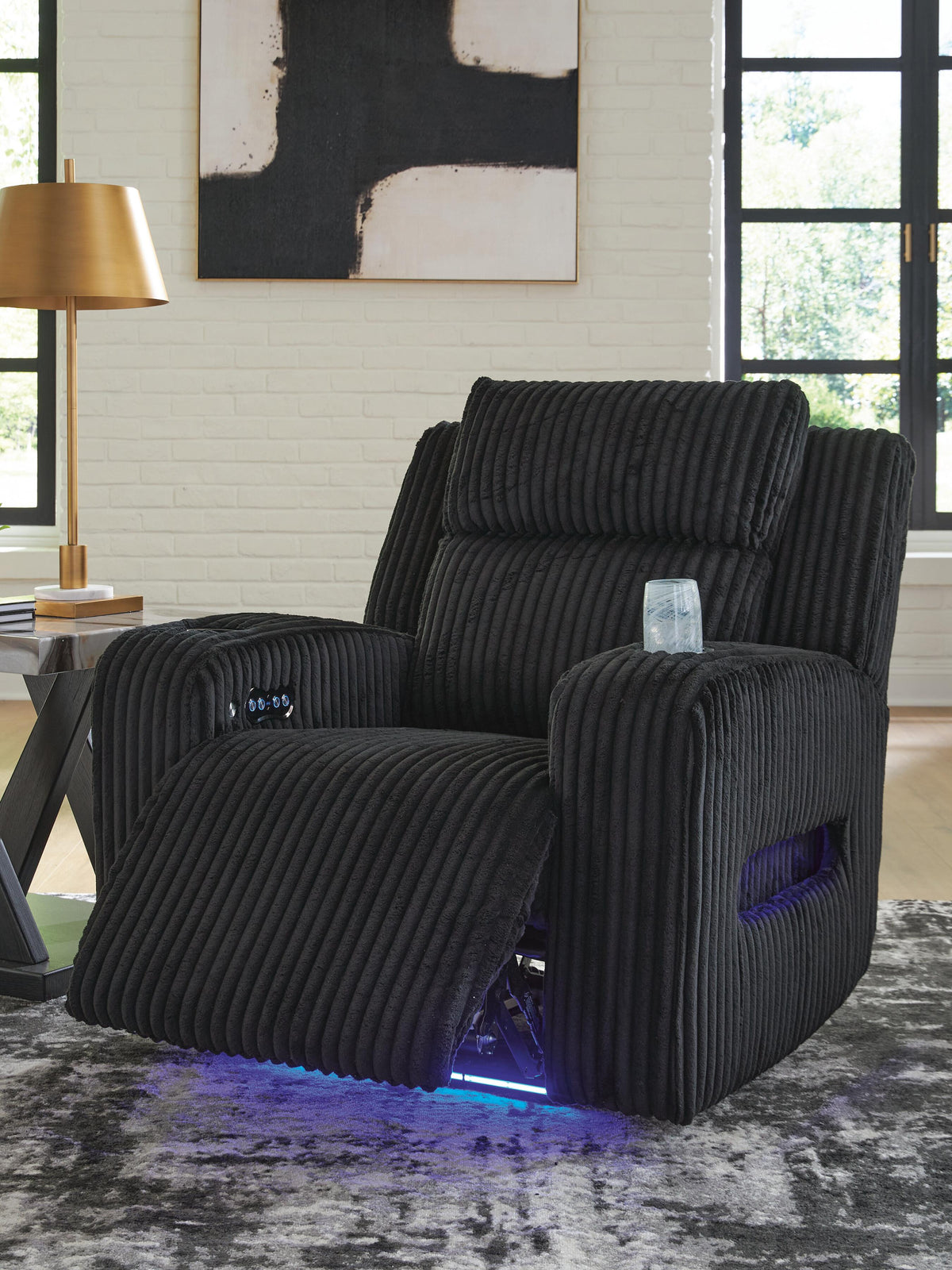 Belvarrow PWR Recliner/ADJ Headrest Velvet Chenille
