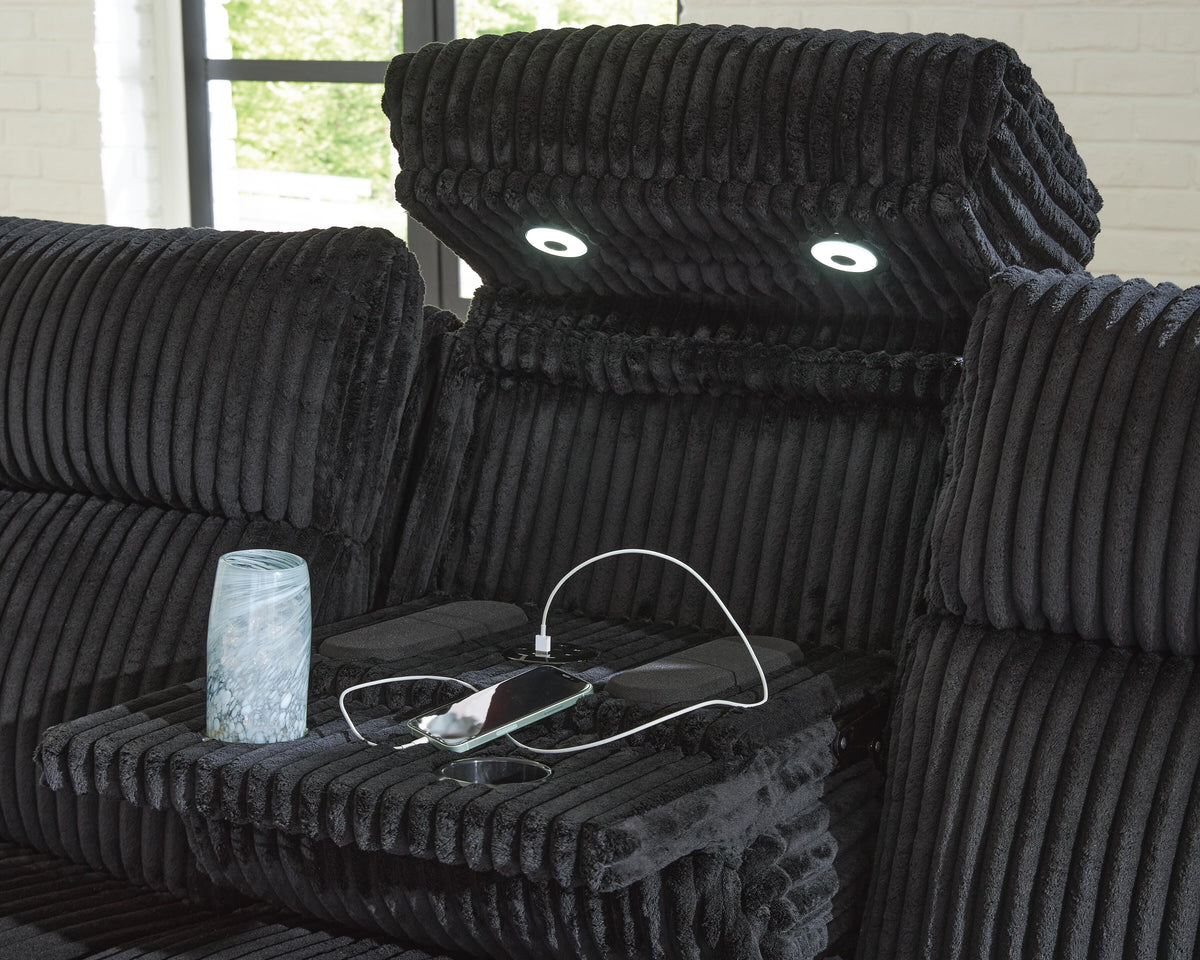 Belvarrow PWR REC Sofa with ADJ Headrest Velvet Chenille