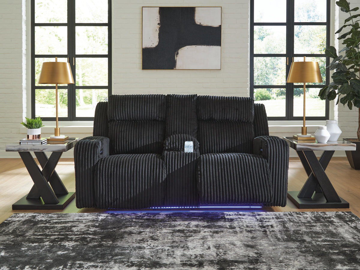 Belvarrow PWR REC Loveseat/CON/ADJ HDRST Velvet Chenille