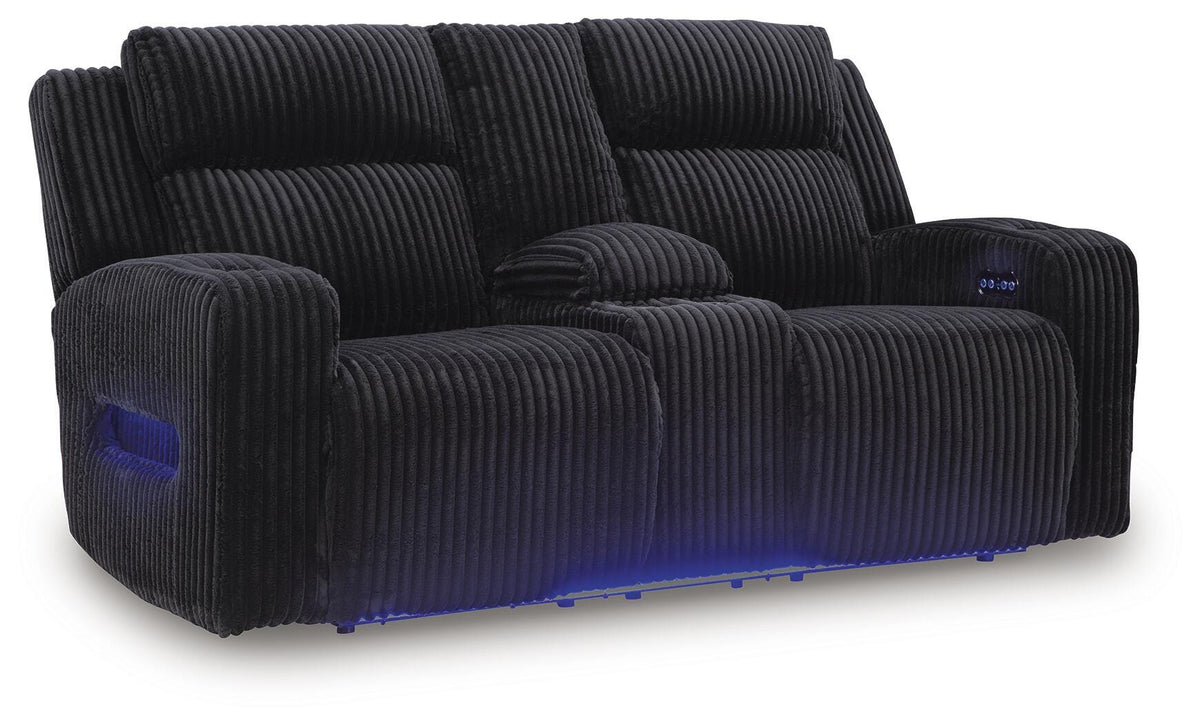 Belvarrow PWR REC Loveseat/CON/ADJ HDRST Velvet Chenille