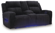 Belvarrow PWR REC Loveseat/CON/ADJ HDRST Velvet Chenille