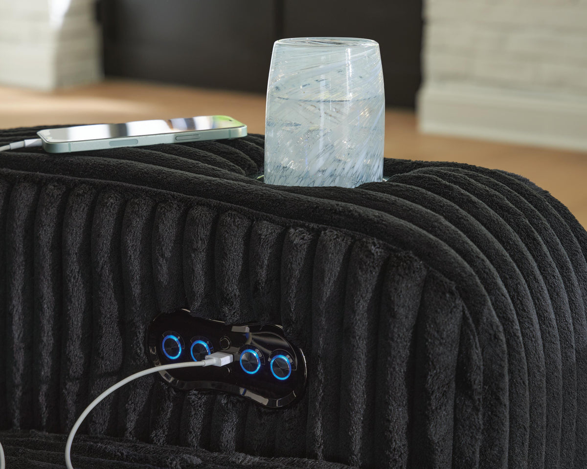 Belvarrow PWR REC Sofa with ADJ Headrest Velvet Chenille