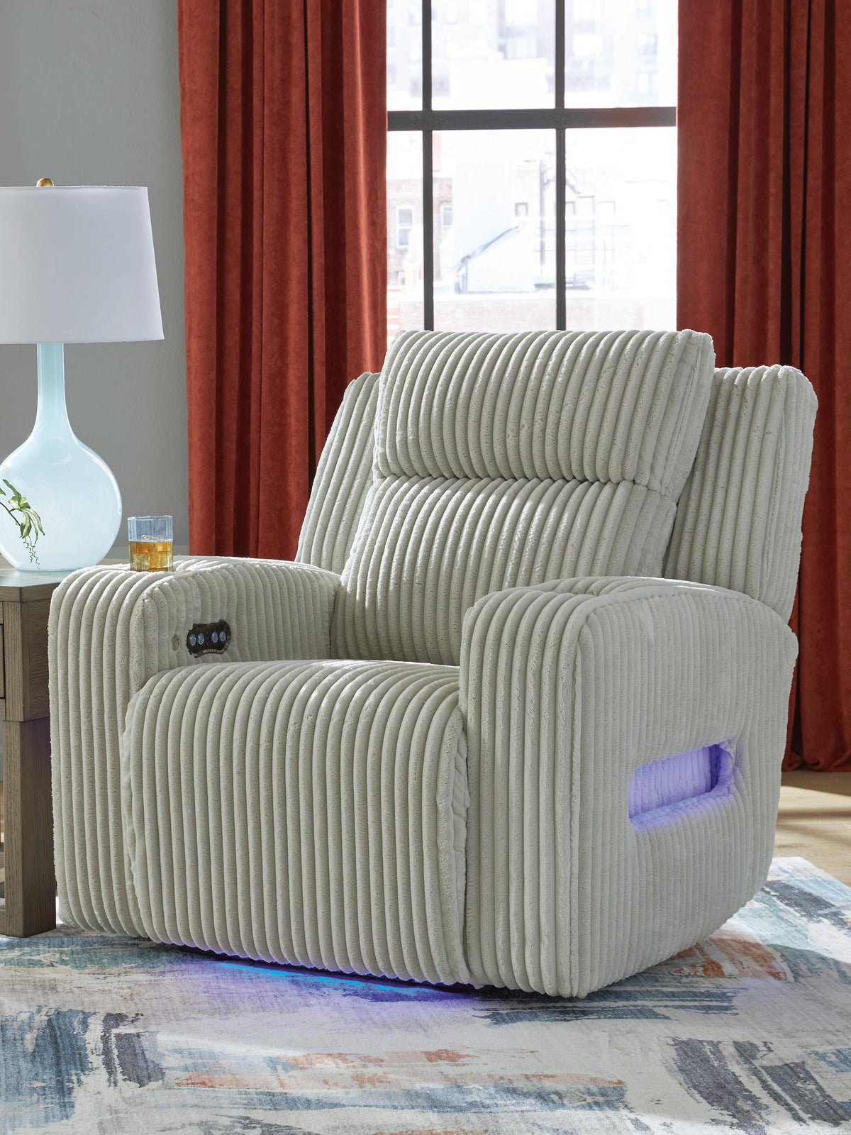 Belvarrow PWR Recliner/ADJ Headrest Velvet Chenille