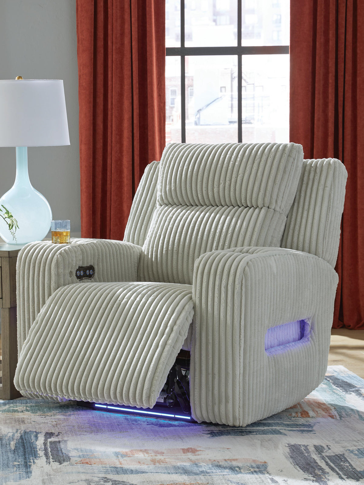 Belvarrow PWR Recliner/ADJ Headrest Velvet Chenille
