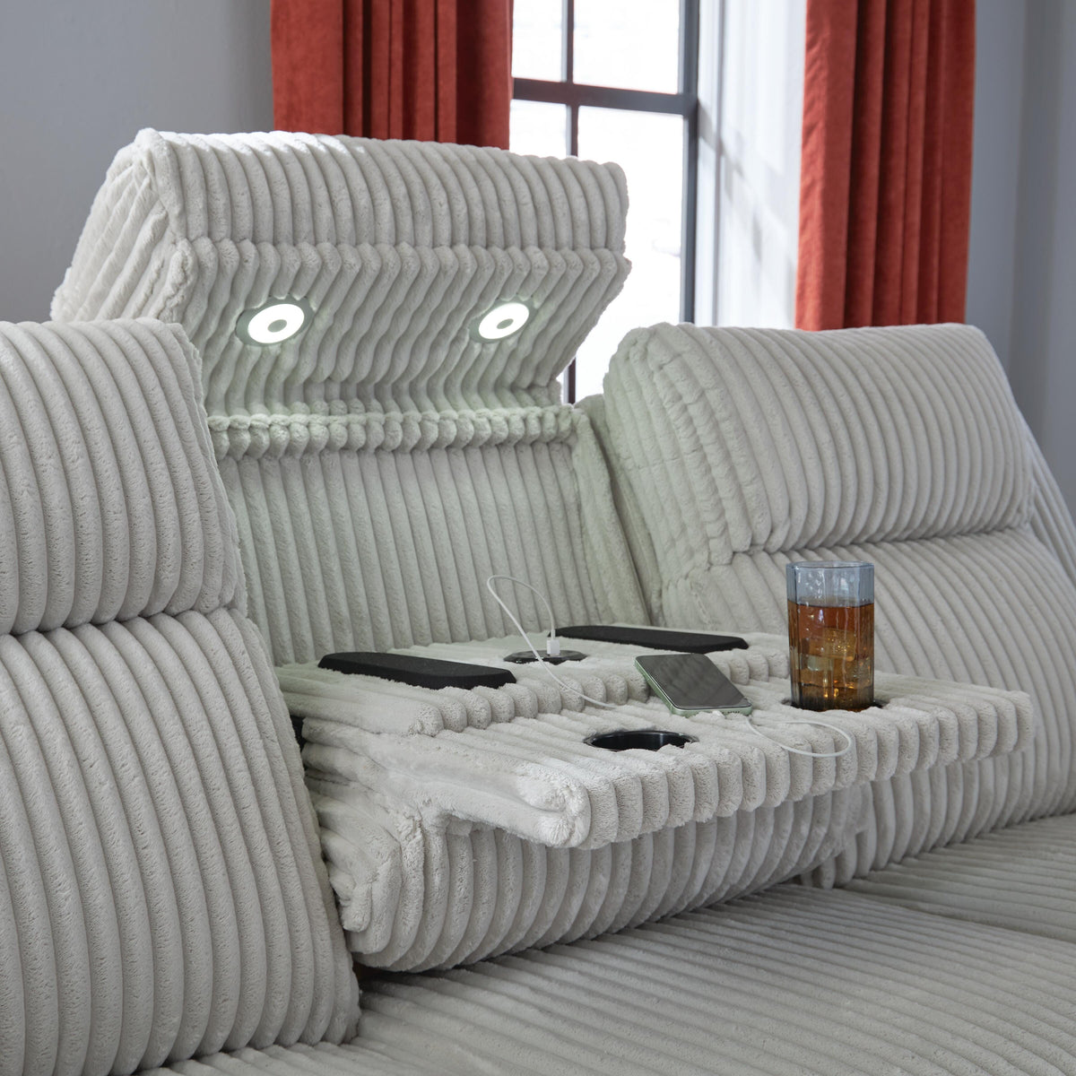 Belvarrow PWR REC Sofa with ADJ Headrest Velvet Chenille