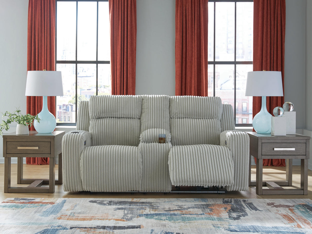 Belvarrow PWR REC Loveseat/CON/ADJ HDRST Velvet Chenille