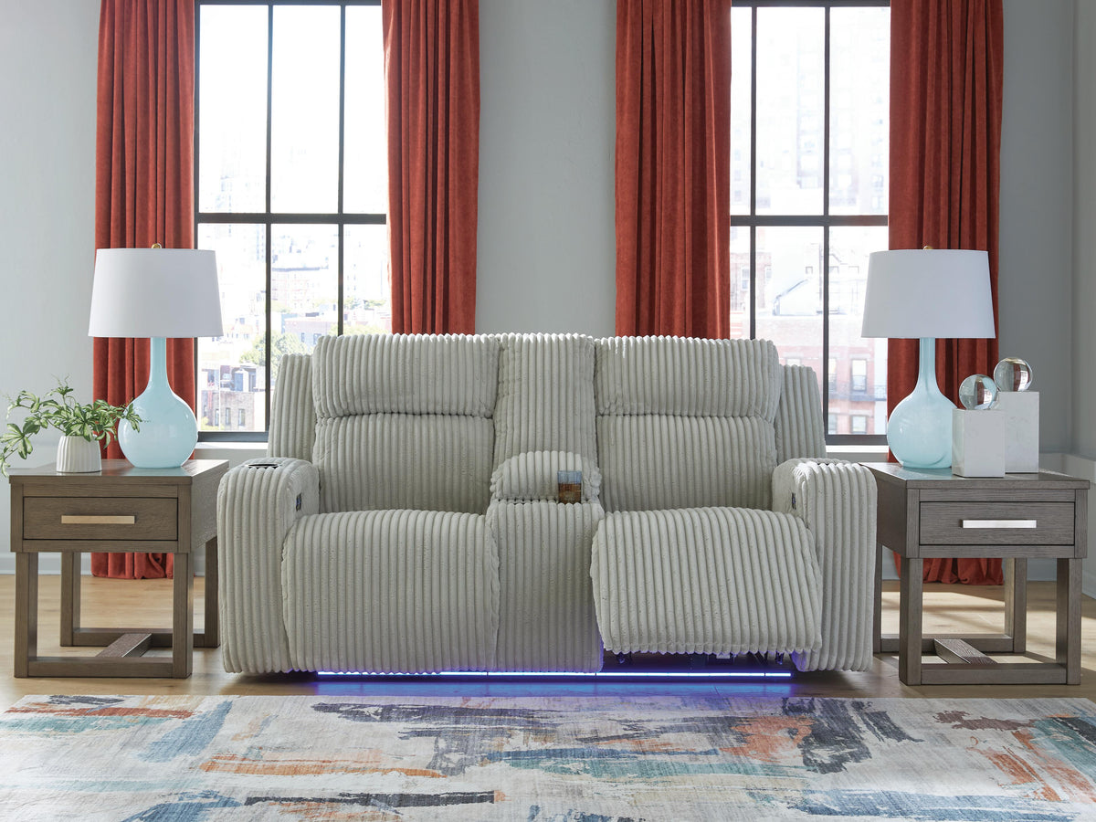 Belvarrow PWR REC Loveseat/CON/ADJ HDRST Velvet Chenille