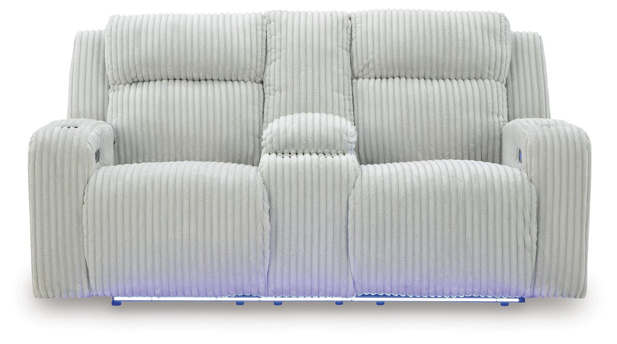 Belvarrow PWR REC Loveseat/CON/ADJ HDRST Velvet Chenille