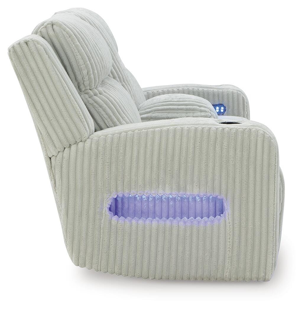 Belvarrow PWR REC Loveseat/CON/ADJ HDRST Velvet Chenille