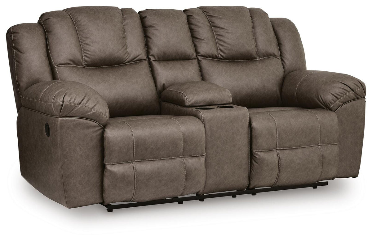 Lowilla DBL Rec Loveseat w/Console Faux Leather