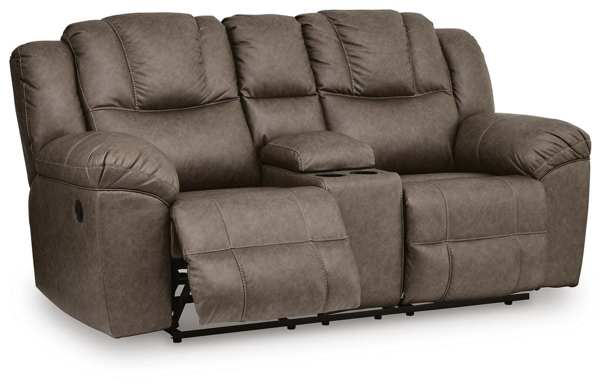 Lowilla DBL Rec Loveseat w/Console Faux Leather