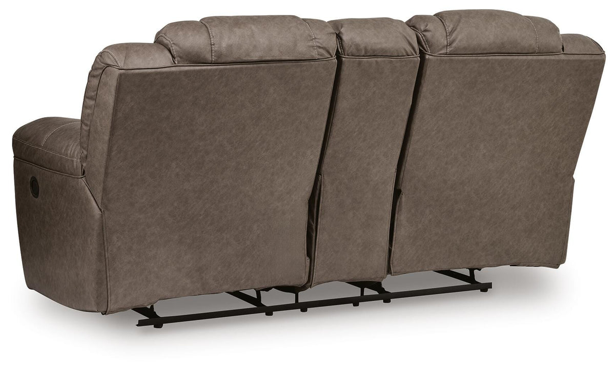 Lowilla DBL Rec Loveseat w/Console Faux Leather