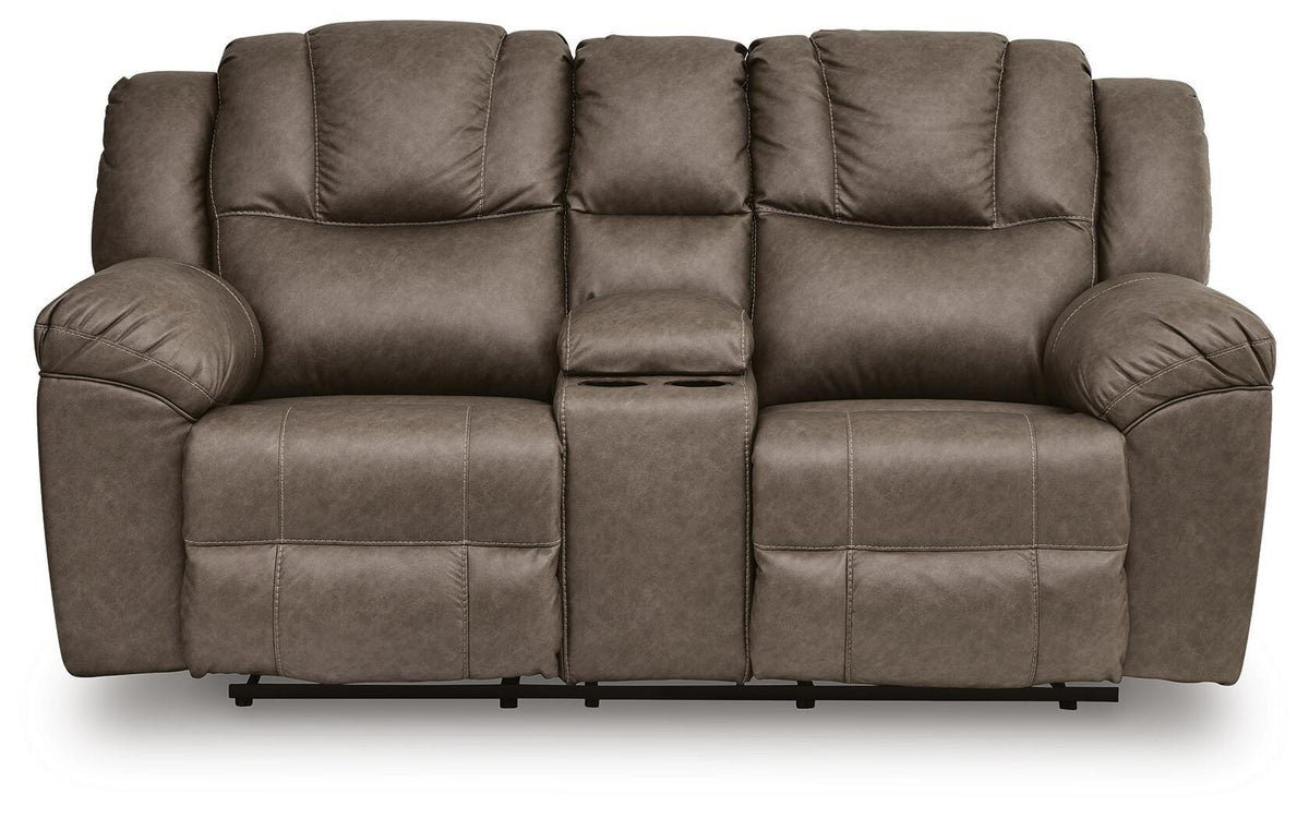 Lowilla DBL Rec Loveseat w/Console Faux Leather