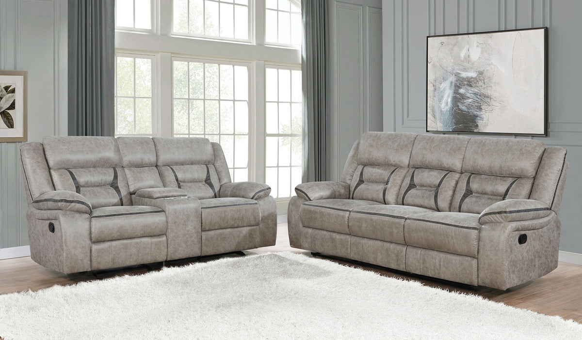 Greer 2-piece Upholstered Reclining Sofa Set - Taupe